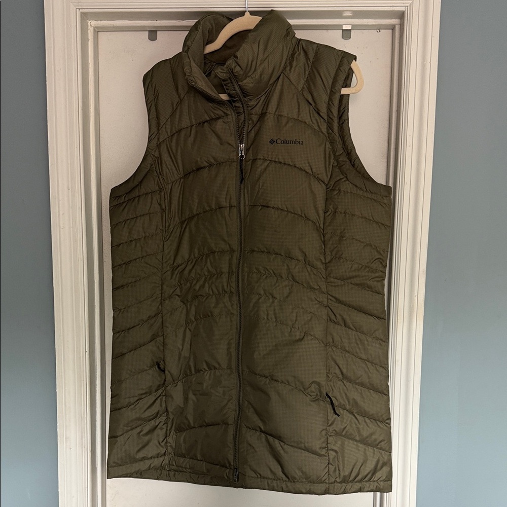 Columbia Stone Green Long Puffer Vest